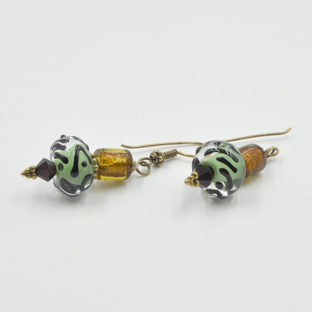 Hand Blown Glass Beaded Earrings